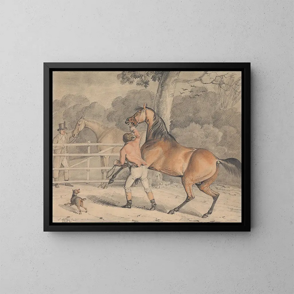 Versuchen Sie das Pferd - Samuel Alken — gerahmtes Bild an der Wand
