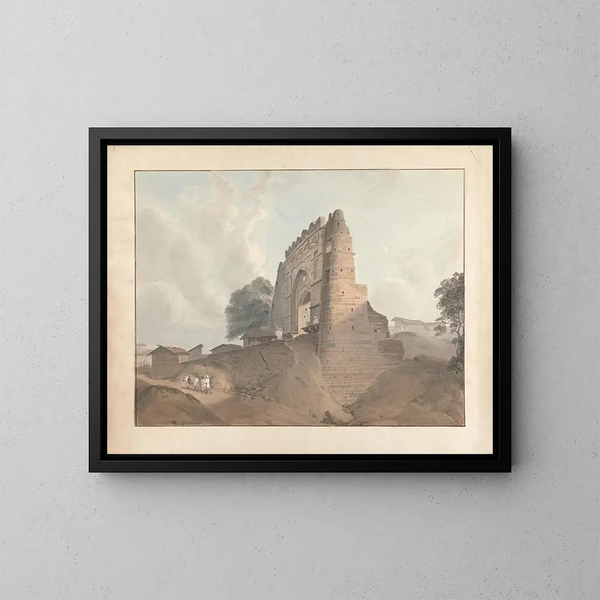 Porte de l'ancien fort à Bénarès - Samuel Davis — gerahmtes Bild an der Wand