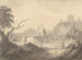 Szene am Fluss und Brücke mit einem Künstler im Skizzieren im Vordergrund - Samuel Davis — Ansicht des Kunstwerks