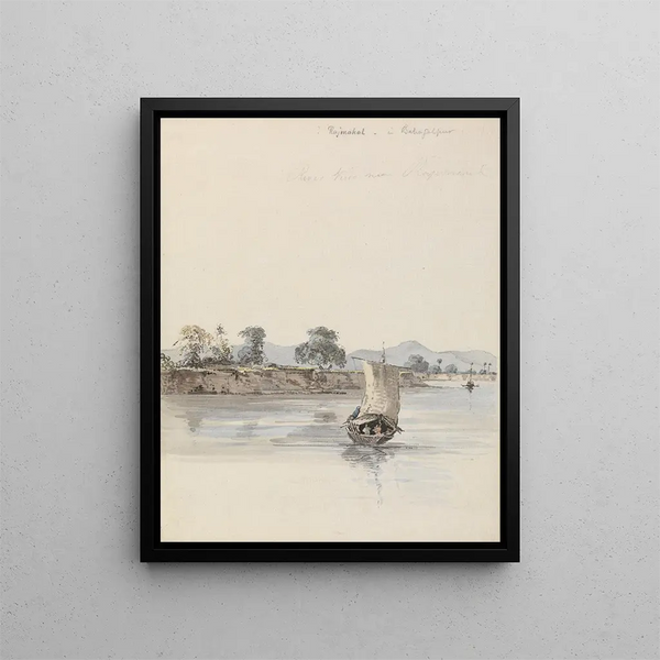 Ansicht des Flusses bei Rajmahal - Samuel Davis — gerahmtes Bild an der Wand