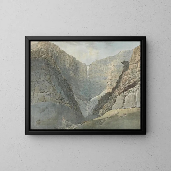Klippe mit Wasserfall - Samuel Davis — gerahmtes Bild an der Wand