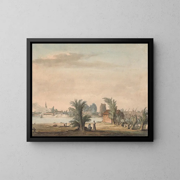 Kirche und Brücke von Putney - Samuel Hieronymus Grimm — gerahmtes Bild an der Wand