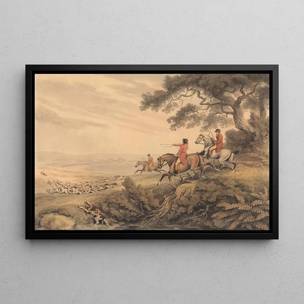 Jagd auf den Fuchs, die Verfolgung - Samuel Howitt — gerahmtes Bild an der Wand