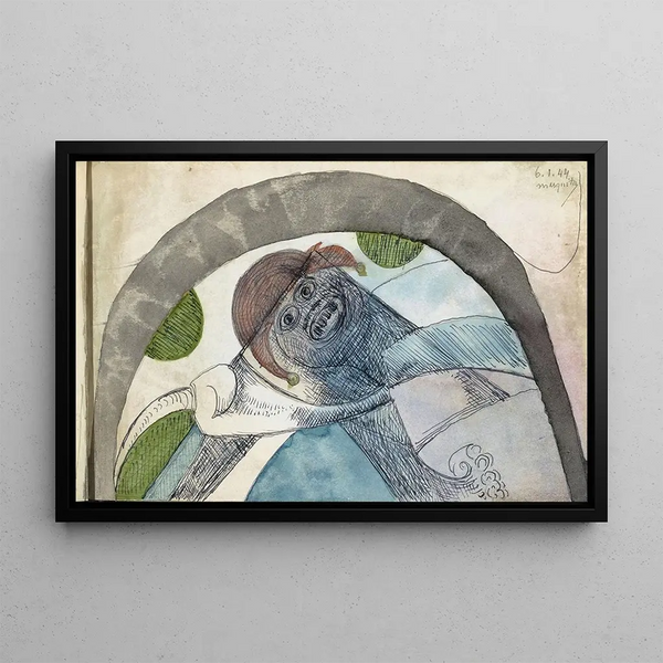 Figur mit einer Narrenmütze unter einem Bogen - Samuel Jessurun de Mesquita — gerahmtes Bild an der Wand