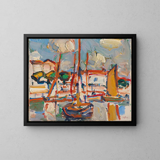 Bateaux au port - Samuel John Peploe — gerahmtes Bild an der Wand
