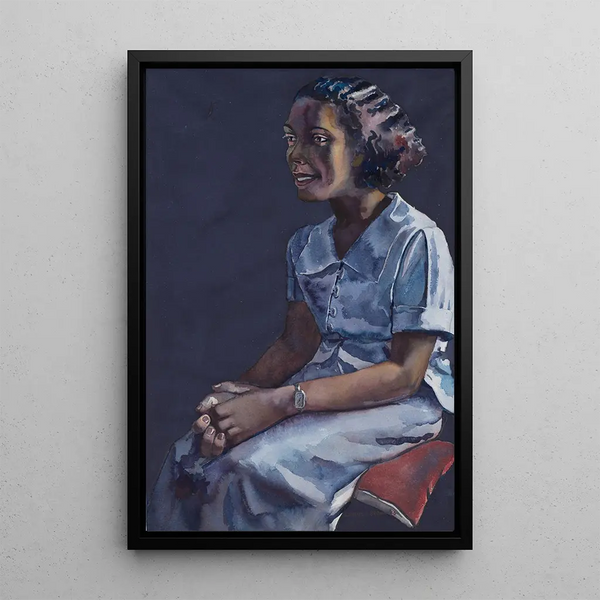 Junge Frau in blauem Kleid - Samuel Joseph Brown Jr — gerahmtes Bild an der Wand
