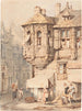 Französische Straßenszene mit mittelalterlichem Turm - Samuel Prout — Ansicht des Kunstwerks