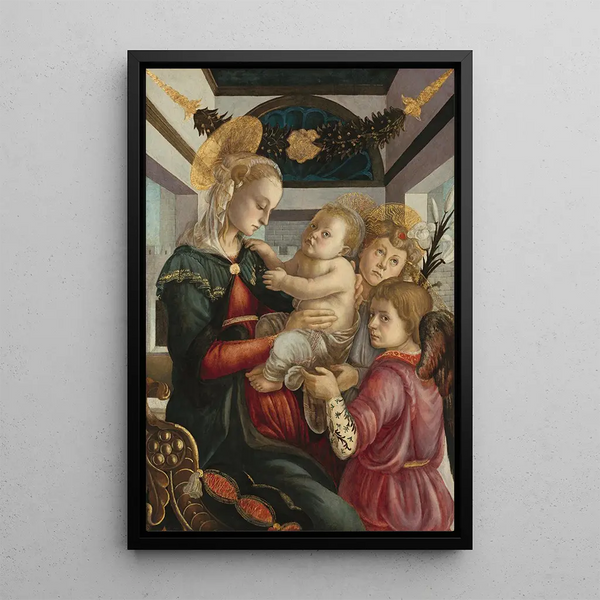 Die Jungfrau mit Kind und Engeln - Sandro Botticelli — gerahmtes Bild an der Wand