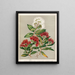 1 Metrosideros florida und Samenkapsel 2 Metrosideros lucida 3 Metrosideros albiflora - Sarah Featon — gerahmtes Bild an der Wand