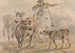 Mann auf dem Pferd, der zwei Kühe und eine Kuh führt - Sawrey Gilpin — Ansicht des Kunstwerks