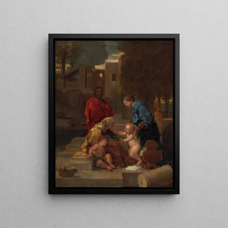 Sbastien Bourdon - The Holy Family With Saint Elizabeth And The Infant Saint John The Baptist.webp