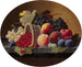 Naturstillleben mit Pfirsichen, Trauben und einem Erdbeerkorb - Severin Roesen — Ansicht des Kunstwerks
