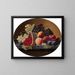 Naturstillleben mit Pfirsichen, Trauben und einem Erdbeerkorb - Severin Roesen — gerahmtes Bild an der Wand