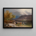 Bétail beim Tränken in der Nähe eines Lochs - Sidney Richard Percy — gerahmtes Bild an der Wand