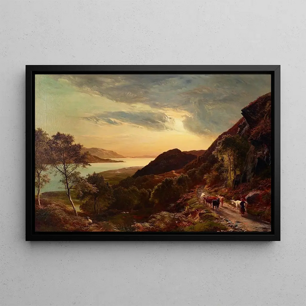 Sidney Richard Percy - Sunset over the estuary.webp