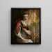 Frau in folkloristischer Tracht liest ein Buch - Sigmund Sokolowski — gerahmtes Bild an der Wand