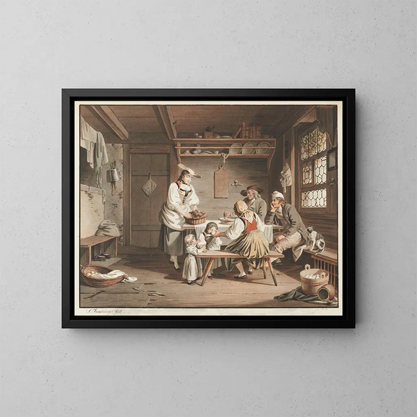 Das Bauernessen - Sigmund Freudenberger — gerahmtes Bild an der Wand