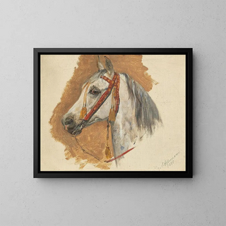 Sigmund LAllemand - A Horses Head with Red Bridle.webp