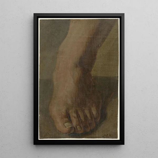 Ein linker Fuß - Simon Andreas Krausz — gerahmtes Bild an der Wand