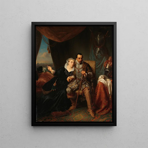 Simon Opzoomer - Magdalena Moons Begs her Fianc Francisco Valdez to Postpone the Storming of Leiden another night 1574.webp