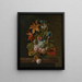 Tulpen, Rosen, Iris und verschiedene Blumen in einer Glasvase auf einer Steinkante - Simon Verelst — gerahmtes Bild an der Wand