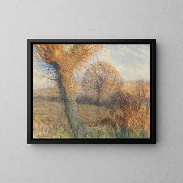 Winterabend - Sir George Clausen — gerahmtes Bild an der Wand