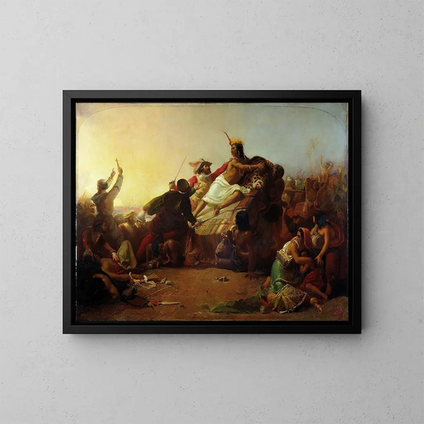 Pizarro, der den Inka von Peru fassend - Sir John Everett Millais — gerahmtes Bild an der Wand