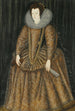 Portrait der Lady Elizabeth Hastings, Gräfin von Worcester - Sir William Segar — gerahmtes Bild an der Wand