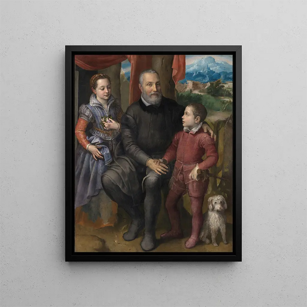Sofonisba Anguissola - Portrait Group with the Artists Father Amilcare Anguissola and her siblings Minerva and Astrubale.webp
