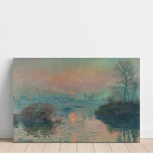 Reproduktion des Gemäldes Sonnenuntergang über der Seine in Lavacourt, Wintereffekt - Claude Monet