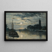 Der Kanal des Ourcq, Die Kirche Saint-Christophe vom Quai de la Marne aus gesehen, Mondschein-Effekt - Stanislas Lépine — gerahmtes Bild an der Wand