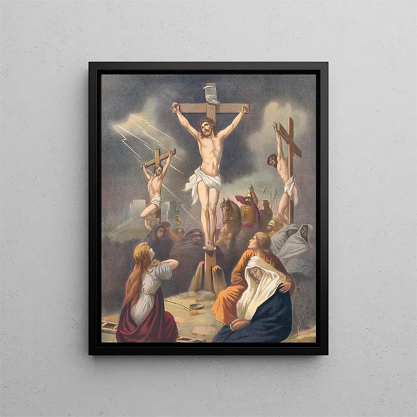 Die Kreuzigung - Stecher Litho & Co.. — gerahmtes Bild an der Wand