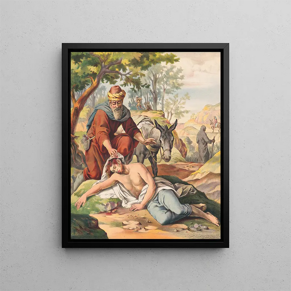 Der gute Samariter - Stecher Litho & Co.. — gerahmtes Bild an der Wand