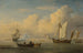 Eine Galeere mit Anker und zwei Fischerboote in Küstennähe - Atelier von Willem van de Velde II — Ansicht des Kunstwerks