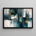 Abstraktes Gemälde – Urbane Fragmente | Modernes Wandposter mit Kaltfarben und Orangetönen