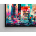 Abstraktes Gemälde – Stücke der Zukunft | Poster Wandbild Futuristisch mit Lebendigen Farben und Urbaner Atmosphäre