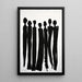 Dekoratives Gemälde – Einfarbige Silhouetten | Poster Minimalistische Abstrakte Schwarz-Weiß | Eleganter Poster einer stilisierten Menschengruppe