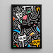 Pop Art-Gemälde – Stylisierte Katzen | Poster Bunte Stadtansicht im Stil von Keith Haring