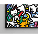 Pop Art-Gemälde – Tanz der Raubkatzen | Buntes Poster stilisierter Katzen