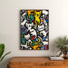 Pop Art-Gemälde – Tanz der Raubkatzen | Buntes Poster stilisierter Katzen