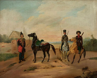 Tadeusz Brodowski - Three horsemen on the road.webp