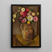 Asters und Zinnien in einer Terrakottenschale - Tadeusz Makowski — gerahmtes Bild an der Wand