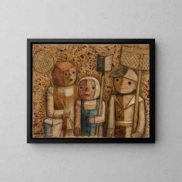 Des enfants allant à la pêche - Tadeusz Makowski — gerahmtes Bild an der Wand