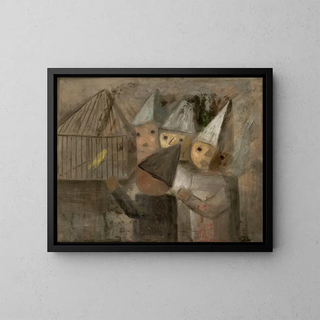Tadeusz Makowski - Children in front of a cage with a canary.webp