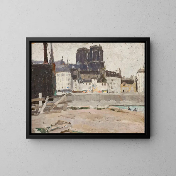 Landschaft mit der Kathedrale Notre-Dame - Tadeusz Makowski — gerahmtes Bild an der Wand