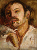 Portrait eines Mannes, der eine Pfeife raucht - Tadeusz Makowski — Ansicht des Kunstwerks