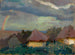 Ländliches Landschaftsbild mit Regenbogen - Tadeusz Makowski — Ansicht des Kunstwerks