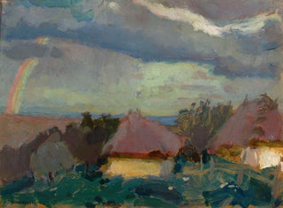 Tadeusz Makowski - Rural landscape with a rainbow.webp