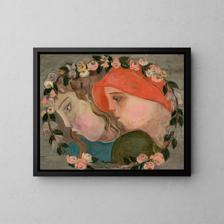 Tadeusz Makowski - Two heads of little girls in a garland of flowers.webp