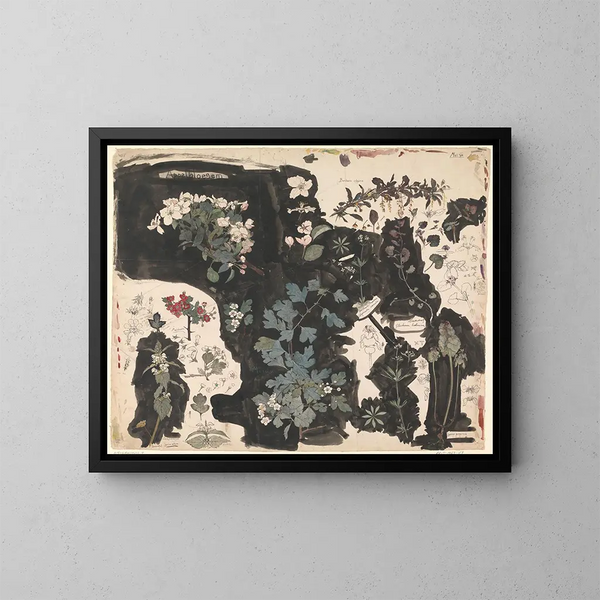 Studie der Apfelblüte, des toten Geißblatt, der Maiblume und des Efeus - Theo Nieuwenhuis — gerahmtes Bild an der Wand
